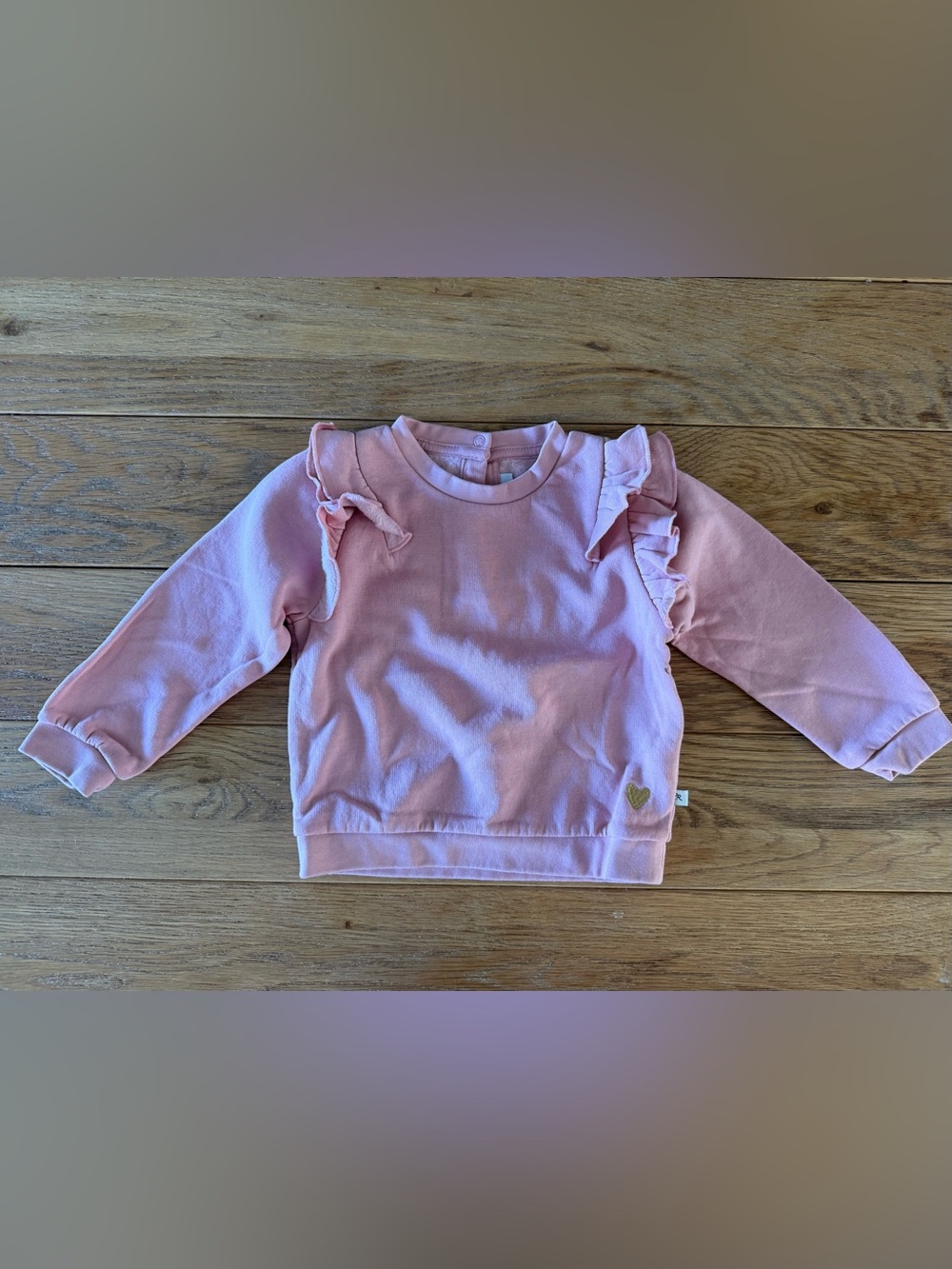 Girls' Pink Ruffle Shoulder Sweatshirt